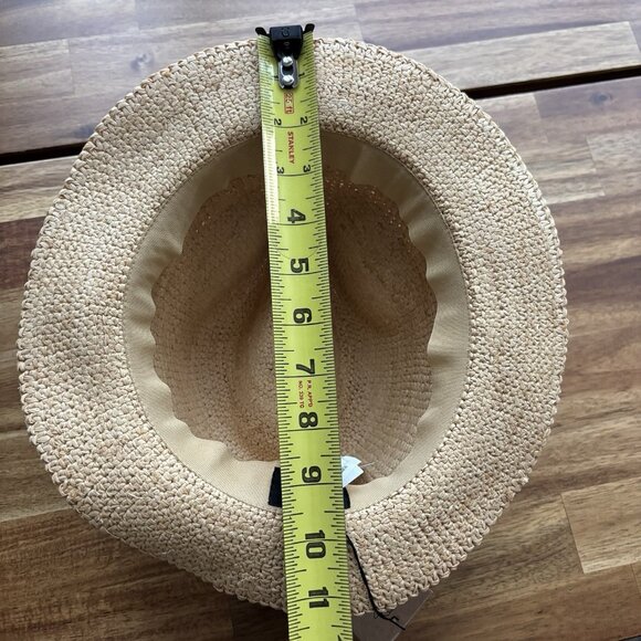 J. Crew Women's Packable Straw Hat F1722 Size S-M Black Ribbon Travel Resort NWT - Picture 4 of 13